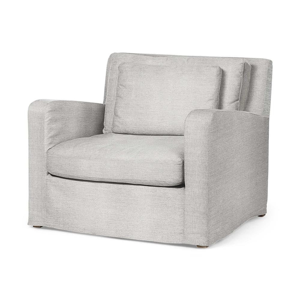 Frost Gray Slipcover Upholstered Fabric Seating  Wide Accent chair w/ Wooden Frame and Legs - 376361. Picture 1