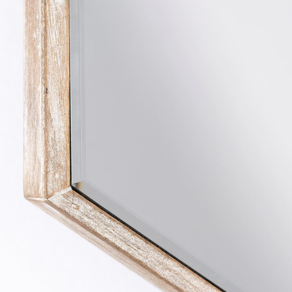 V Shaped Wooden Frame Wall Mirror w/ Clear Glass - 376370. Picture 3