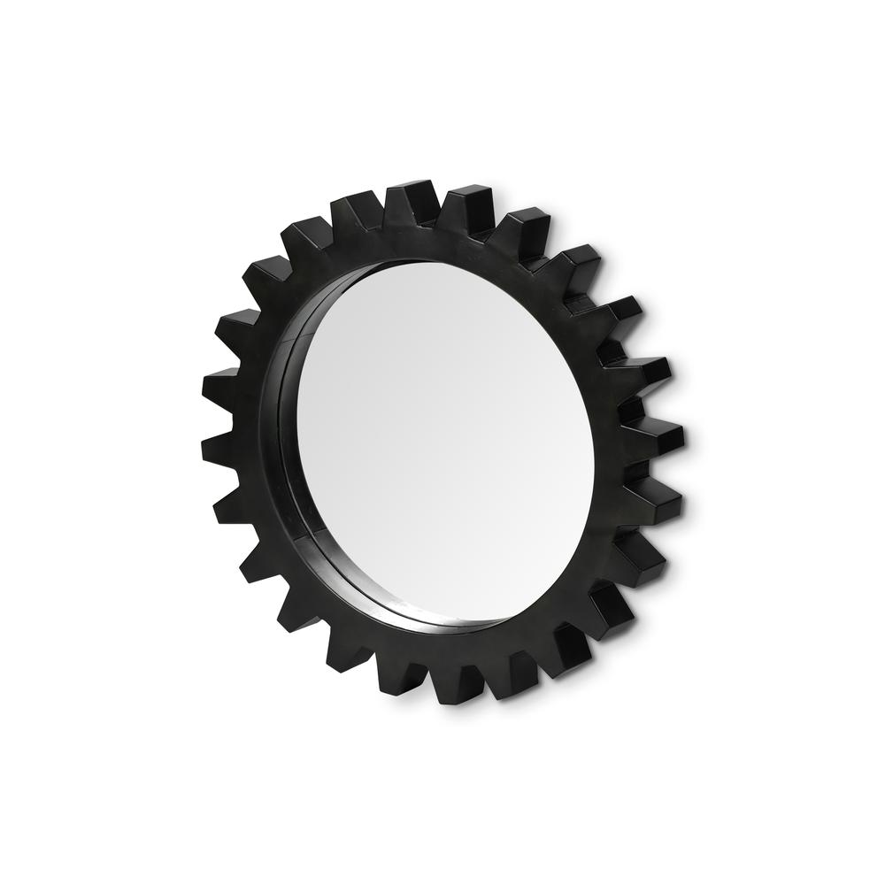 26" Round Black Metal Frame Wall Mirror - 376395. Picture 1