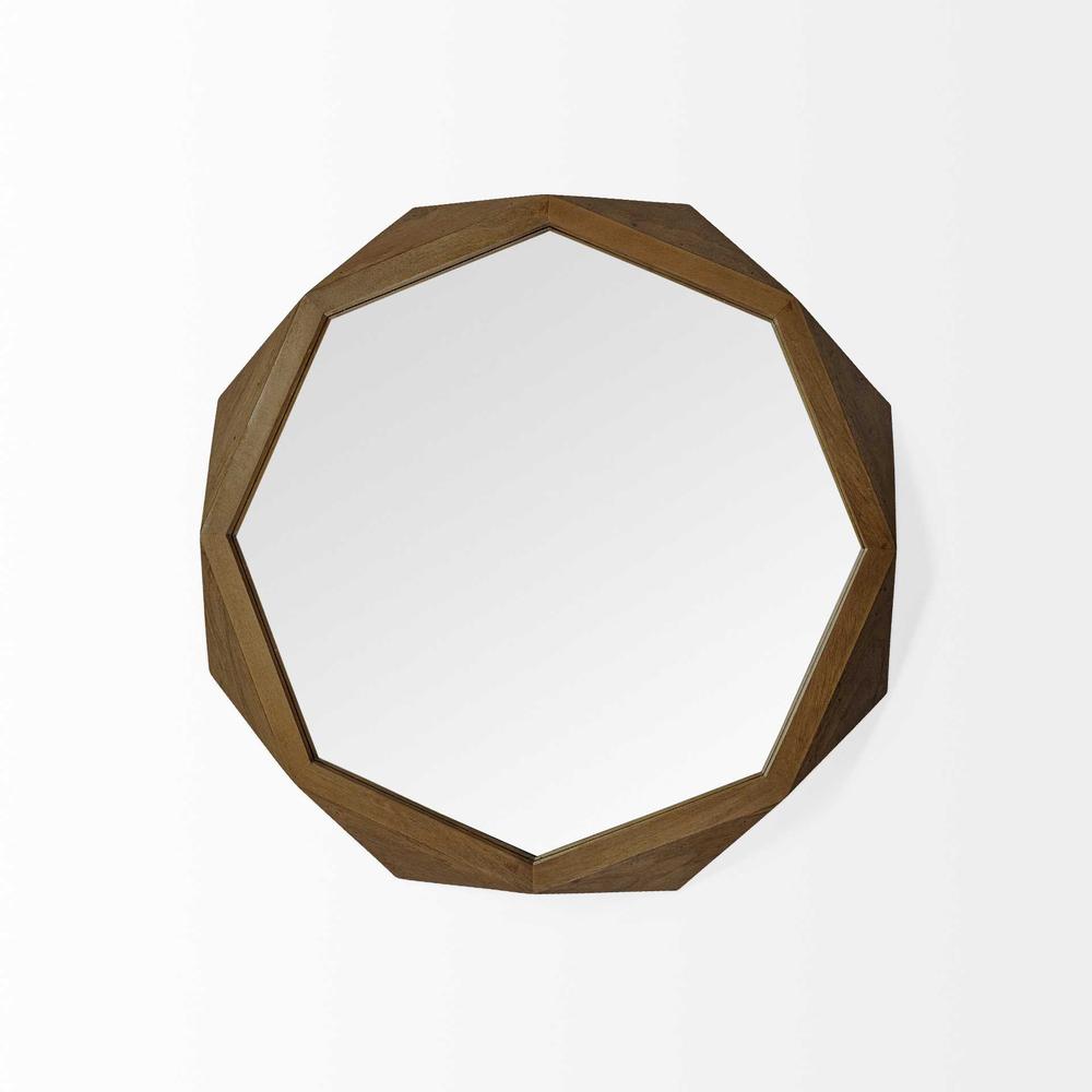 32" Octagon Wooden Frame Wall Mirror - 376397. Picture 2