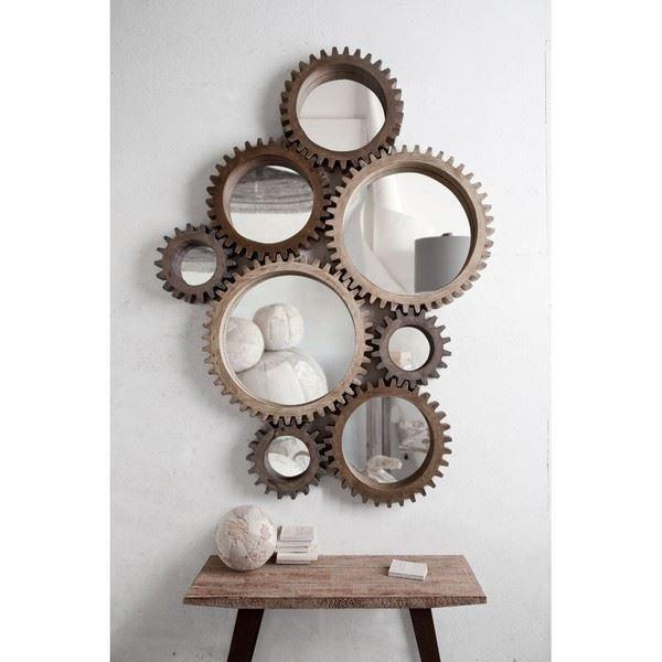 35" Round Natural Wood Frame Wall Mirror - 376398. Picture 3