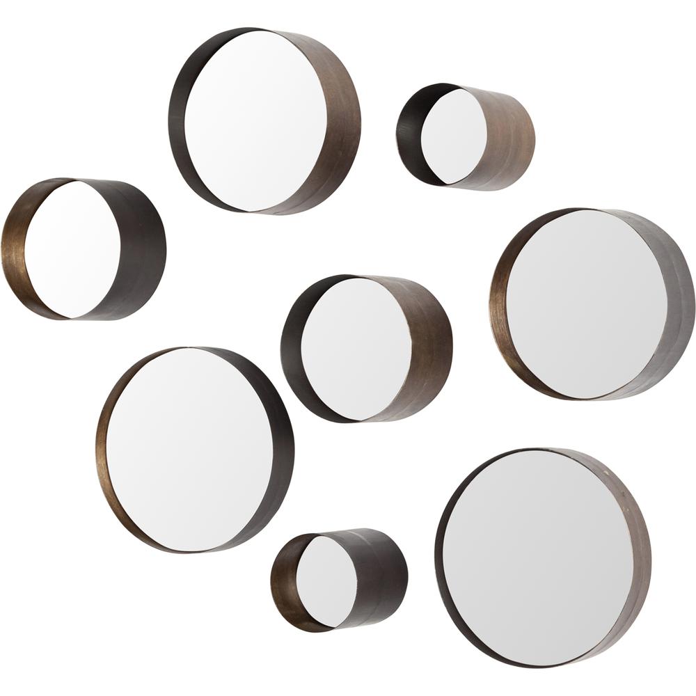 Set of 8 Brown Metal Wall Mirrors - 376403. Picture 1