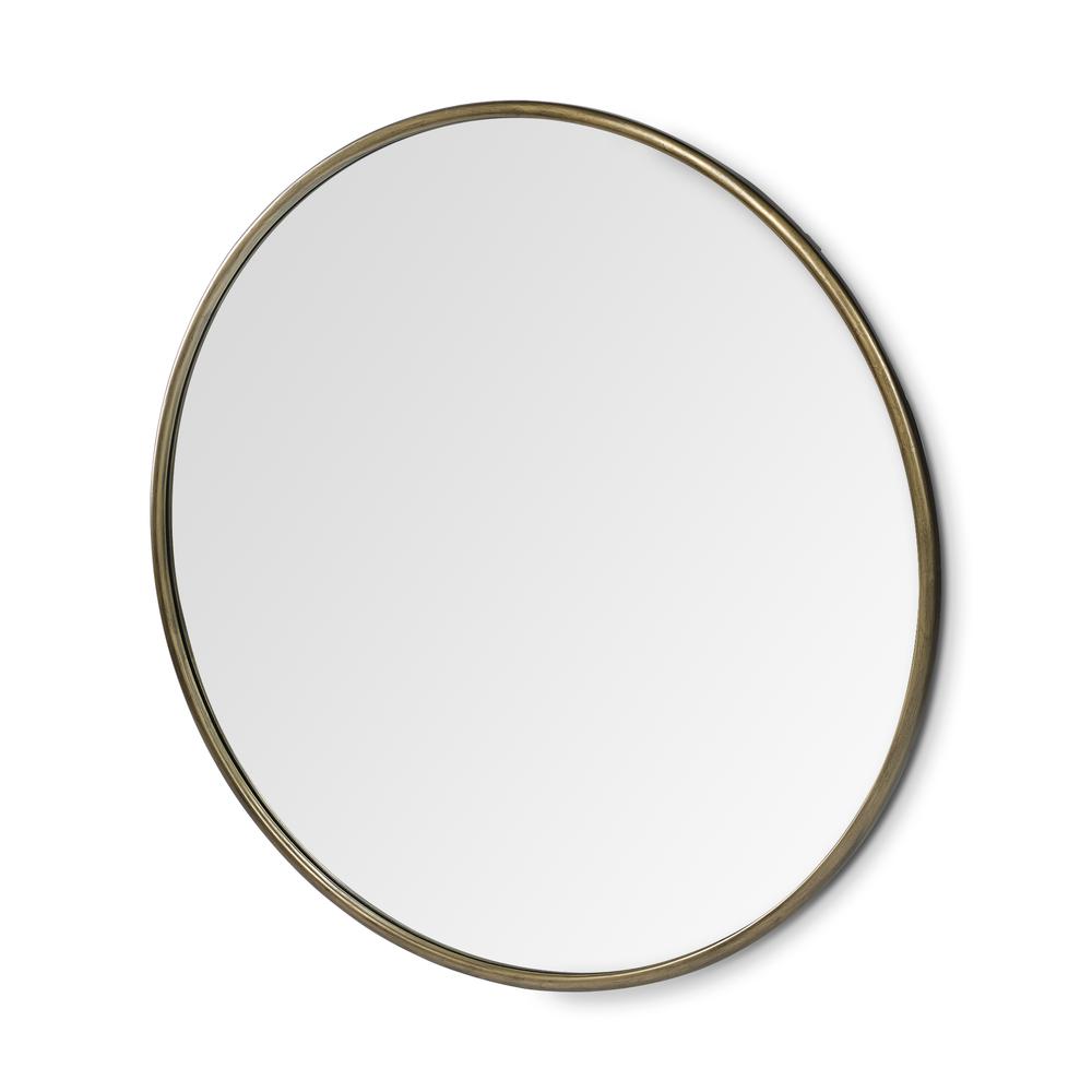 47" Round Gold Metal Frame Wall Mirror - 376411. Picture 1