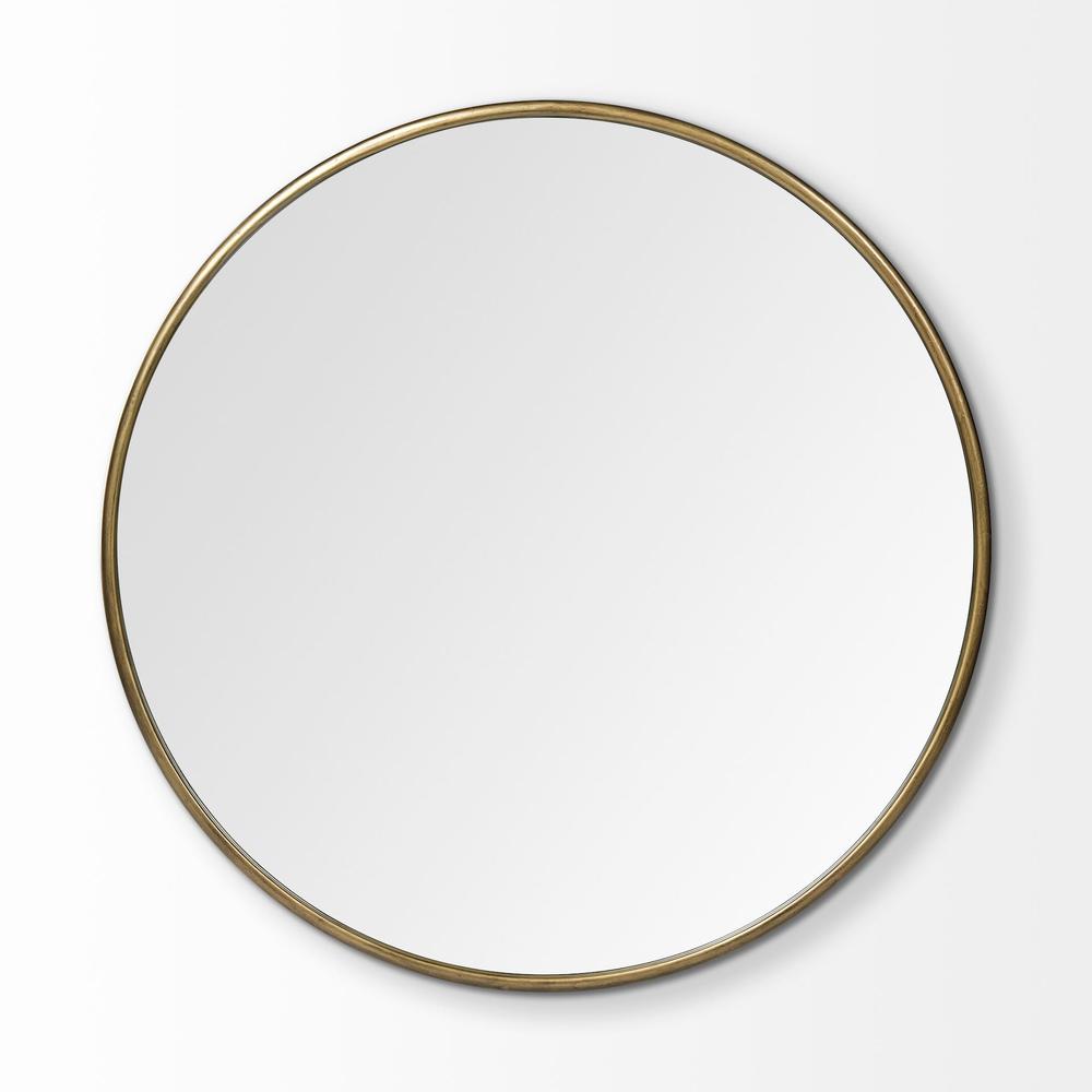 47" Round Gold Metal Frame Wall Mirror - 376411. Picture 2