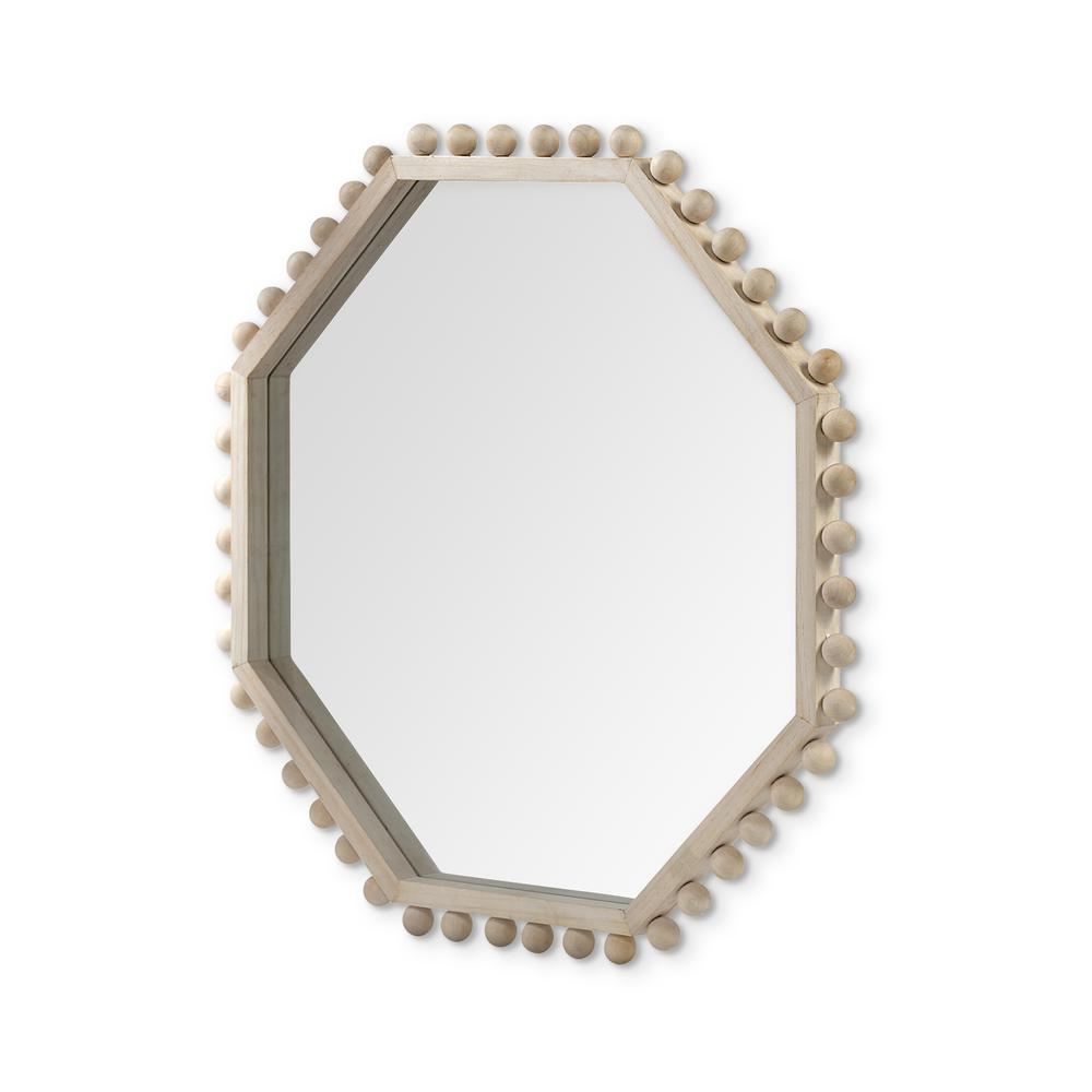 32" Octagon Natural Wood Frame Wall Mirror - 376421. Picture 1