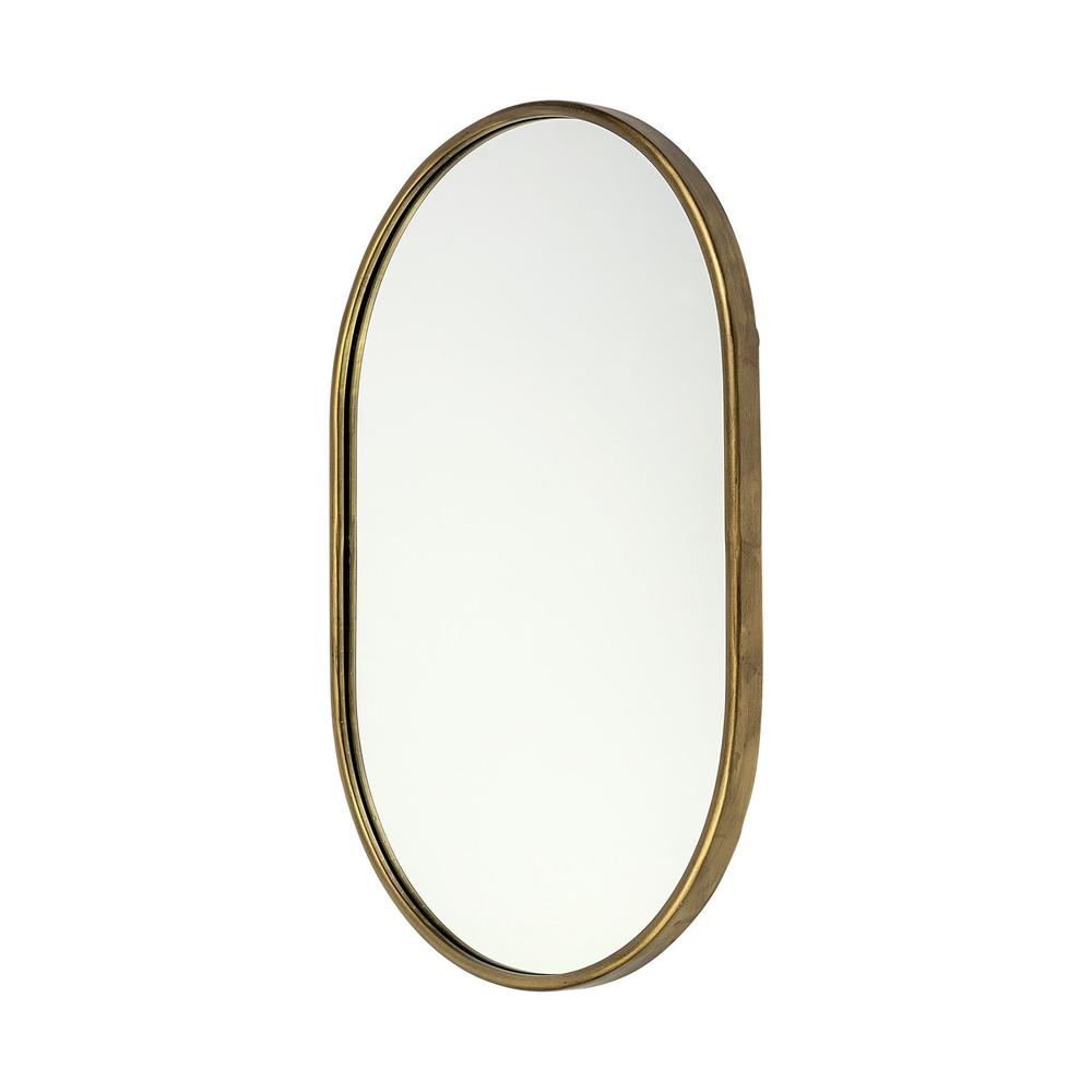 Oval Gold Metal Frame Wall Mirror - 376434. Picture 1