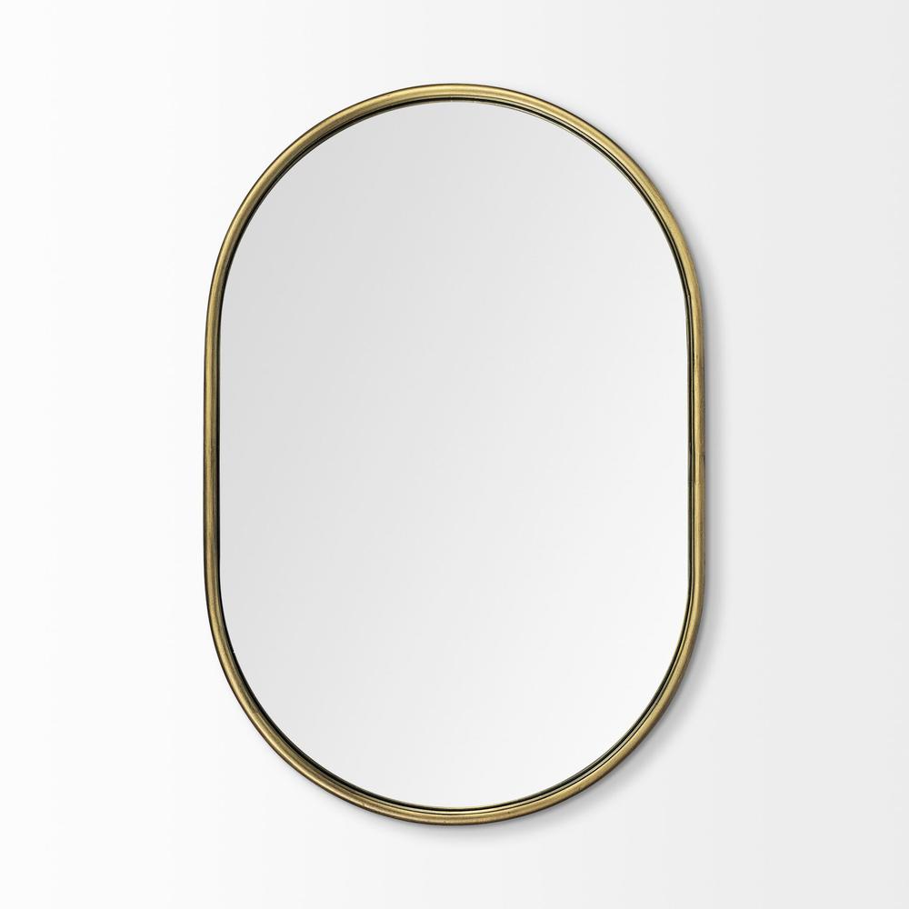 Oval Gold Metal Frame Wall Mirror - 376434. Picture 2