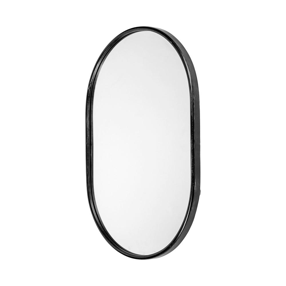 Oval Black Metal Frame Wall Mirror - 376435. Picture 1