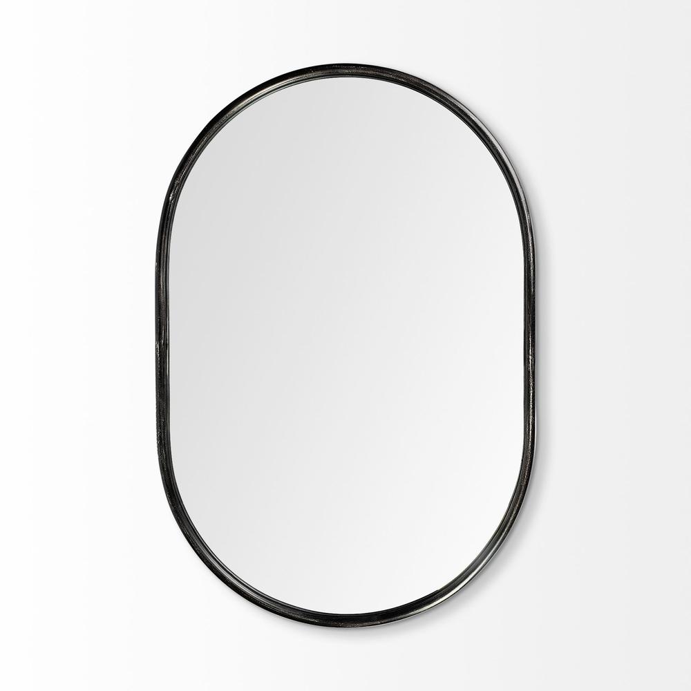 Oval Black Metal Frame Wall Mirror - 376435. Picture 2