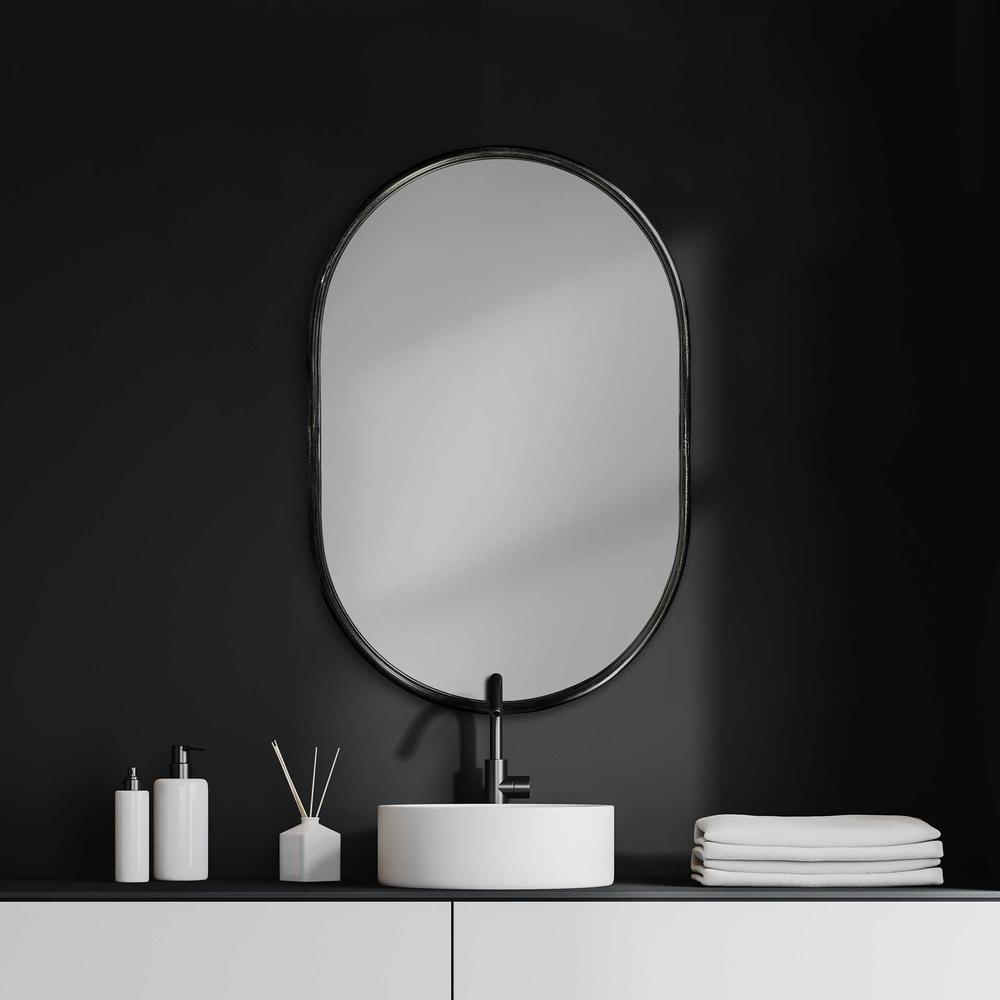 Oval Black Metal Frame Wall Mirror - 376435. Picture 6