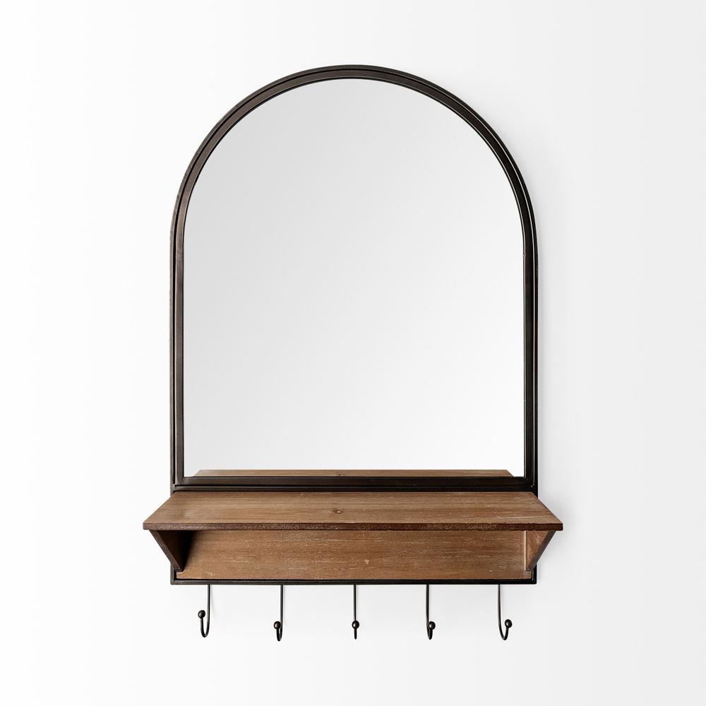Arch Wood and Metal Frame Wall Mirror - 376437. Picture 2