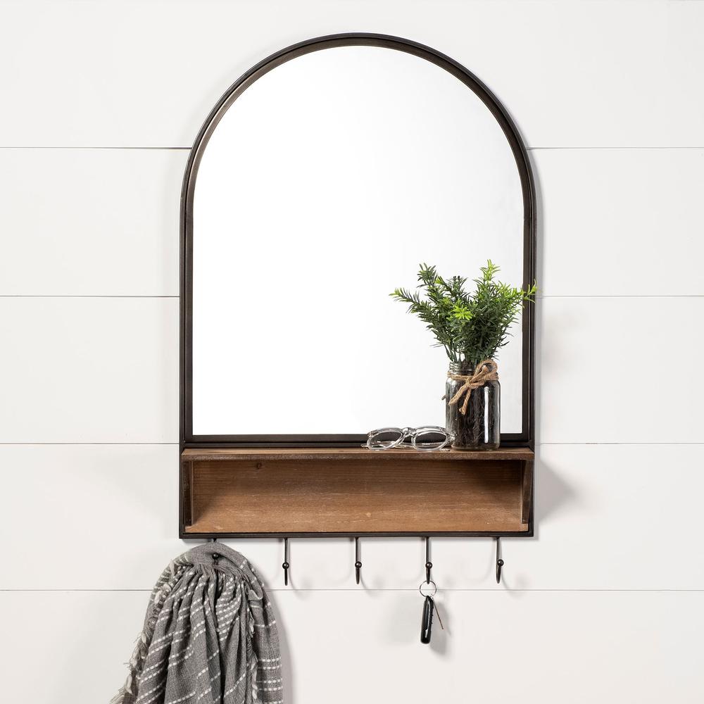 Arch Wood and Metal Frame Wall Mirror - 376437. Picture 4