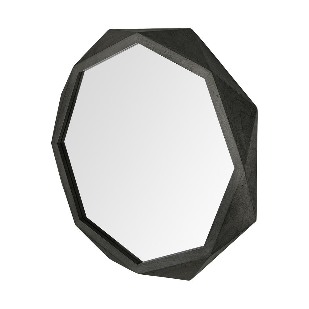41" Octagon Black Wood Frame Wall Mirror - 376443. Picture 1