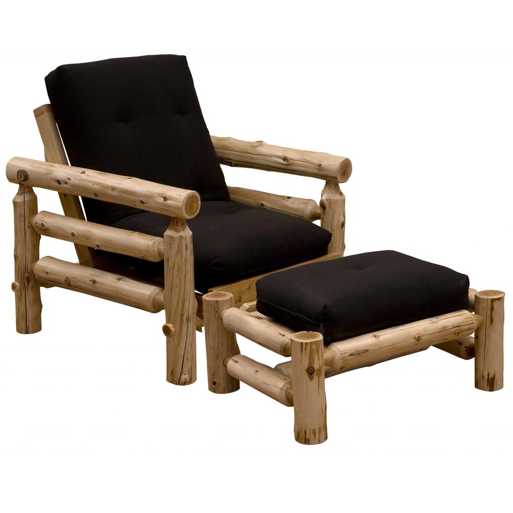 Authentic Log Cabin Natural Cedar Futon Chair and Ottoman Set - 376468. Picture 1