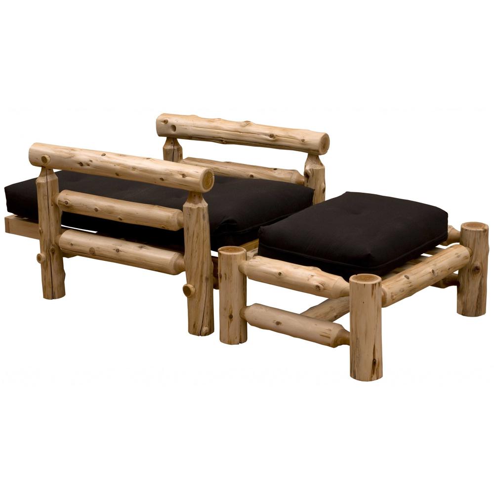 Authentic Log Cabin Natural Cedar Futon Chair and Ottoman Set - 376468. Picture 5