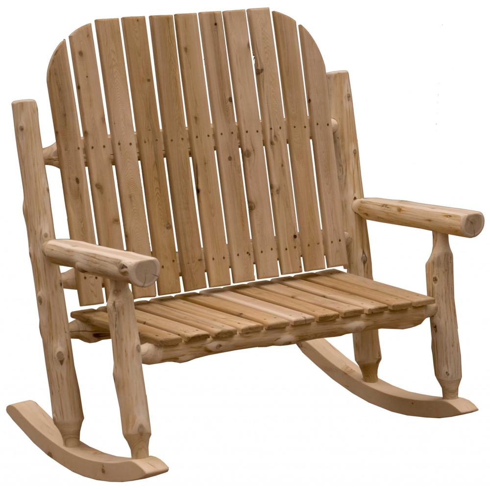 Rustic and Natural Cedar Two-Person Adirondack Rocking Chair - 376473. The main picture.