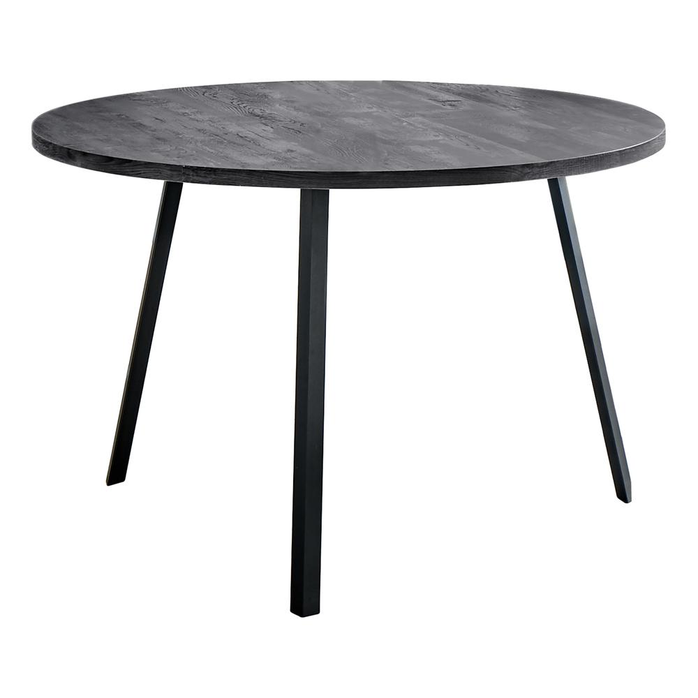 48" Round Dining Room Table with Black Reclaimed Wood and Black Metal - 376477. Picture 1