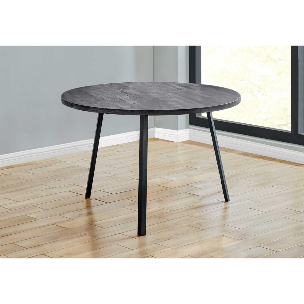 48" Round Dining Room Table with Black Reclaimed Wood and Black Metal - 376477. Picture 2