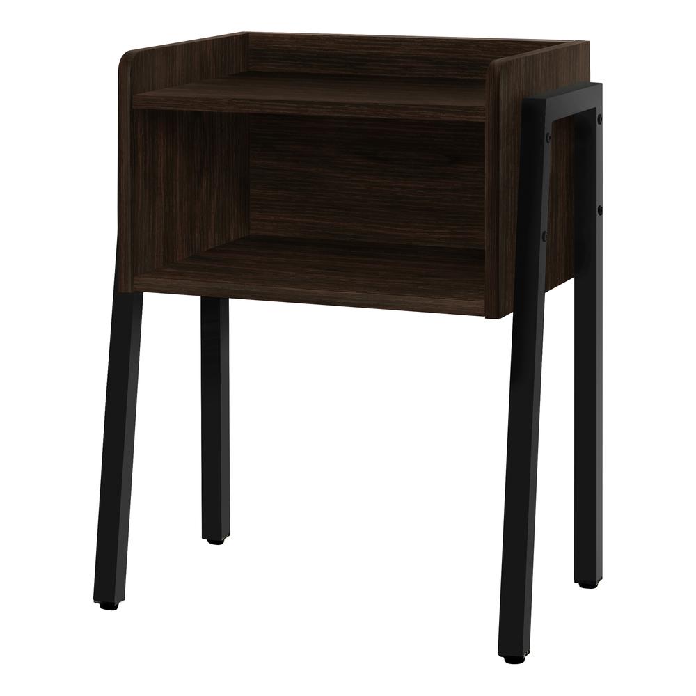 23" Rectangular Espresso Accent Table with Black Metal Legs - 376519. Picture 1