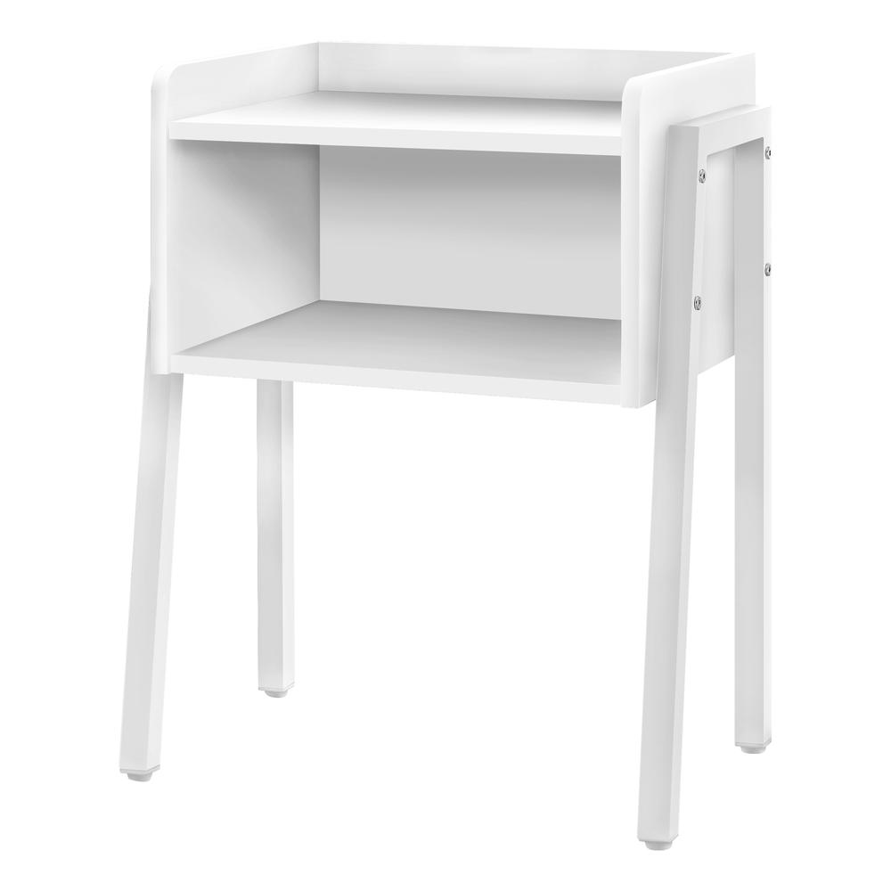 23" Rectangular White Accent Table with White Metal Legs - 376520. Picture 1