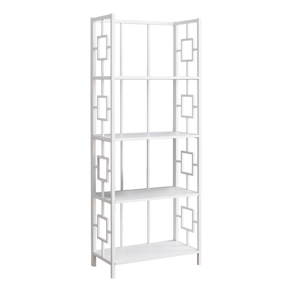 62" 4 Tier Bookcase WhitewithWhite Metal Etagere. Picture 1