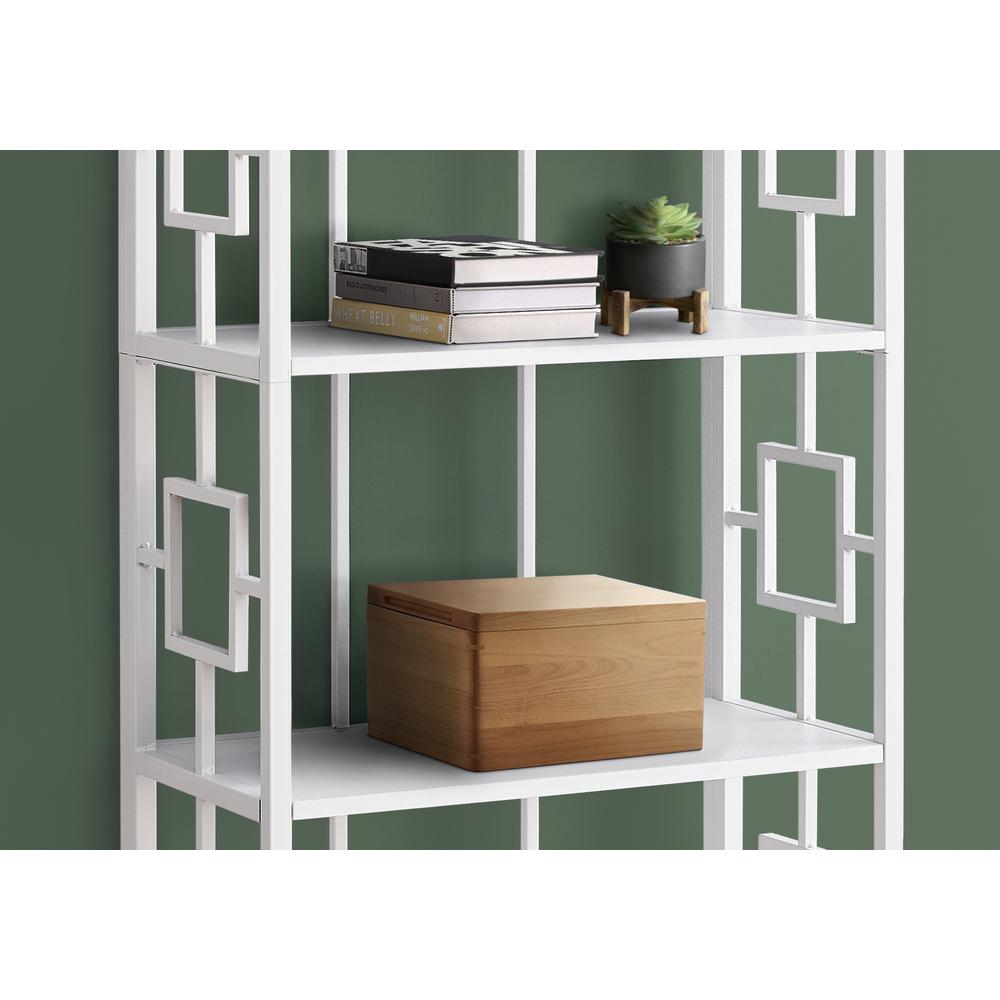 62" 4 Tier Bookcase WhitewithWhite Metal Etagere. Picture 2