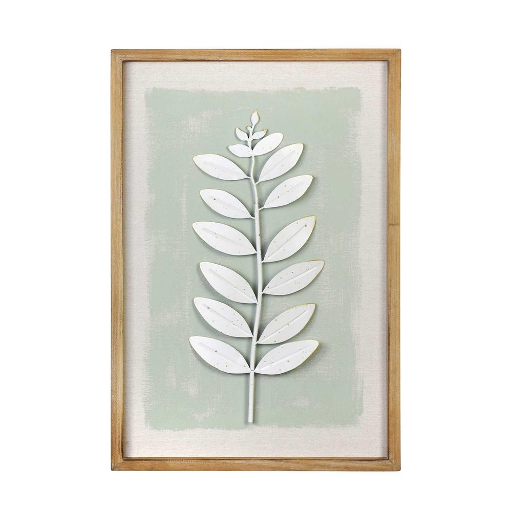 Leaf Wall Art with Ivory Distress Finish - 376571. Picture 1