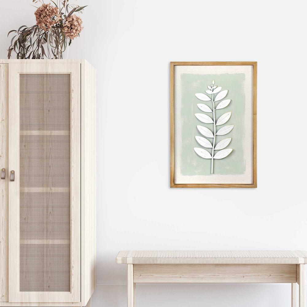 Leaf Wall Art with Ivory Distress Finish - 376571. Picture 2