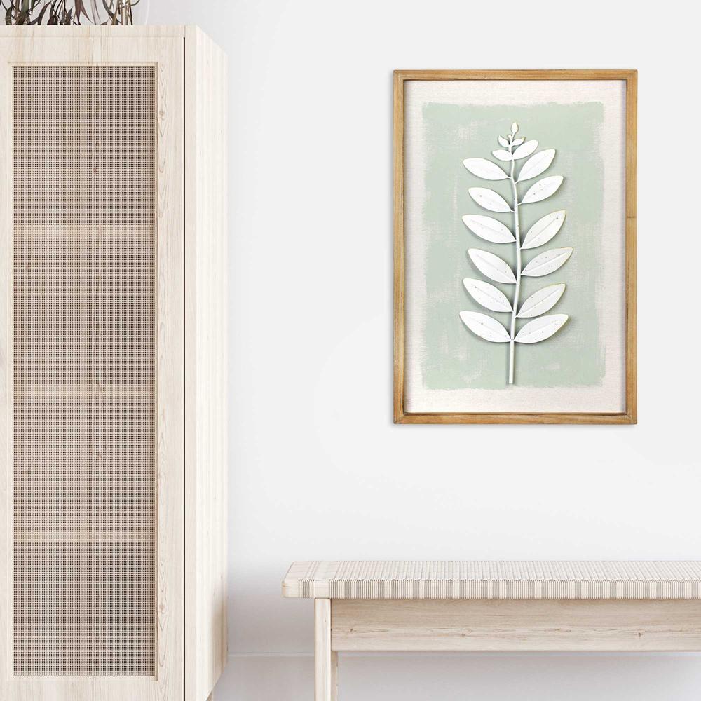 Leaf Wall Art with Ivory Distress Finish - 376571. Picture 6