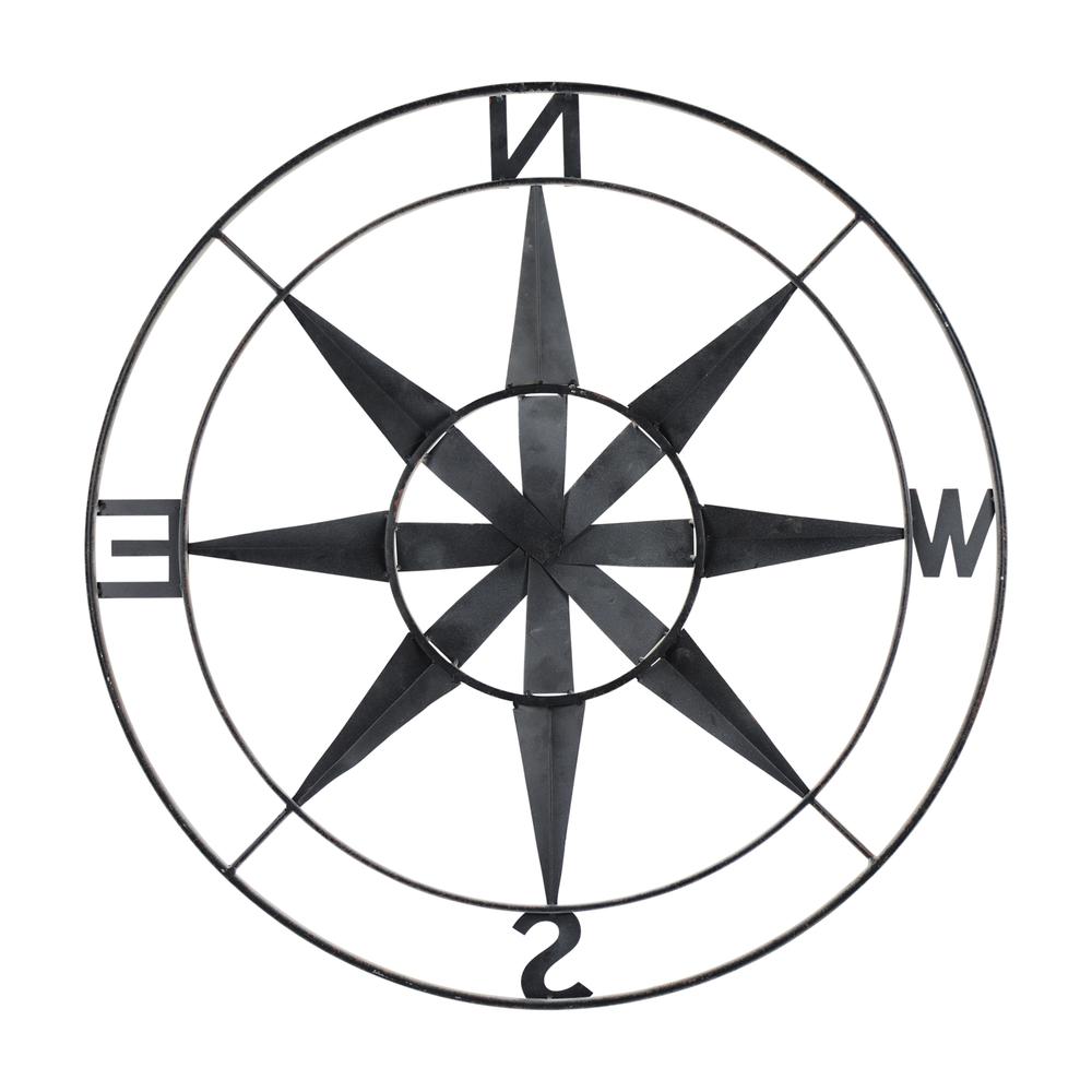 Nautical Compass Metal Wall Decor with Distressed White Finish - 376590. Picture 5