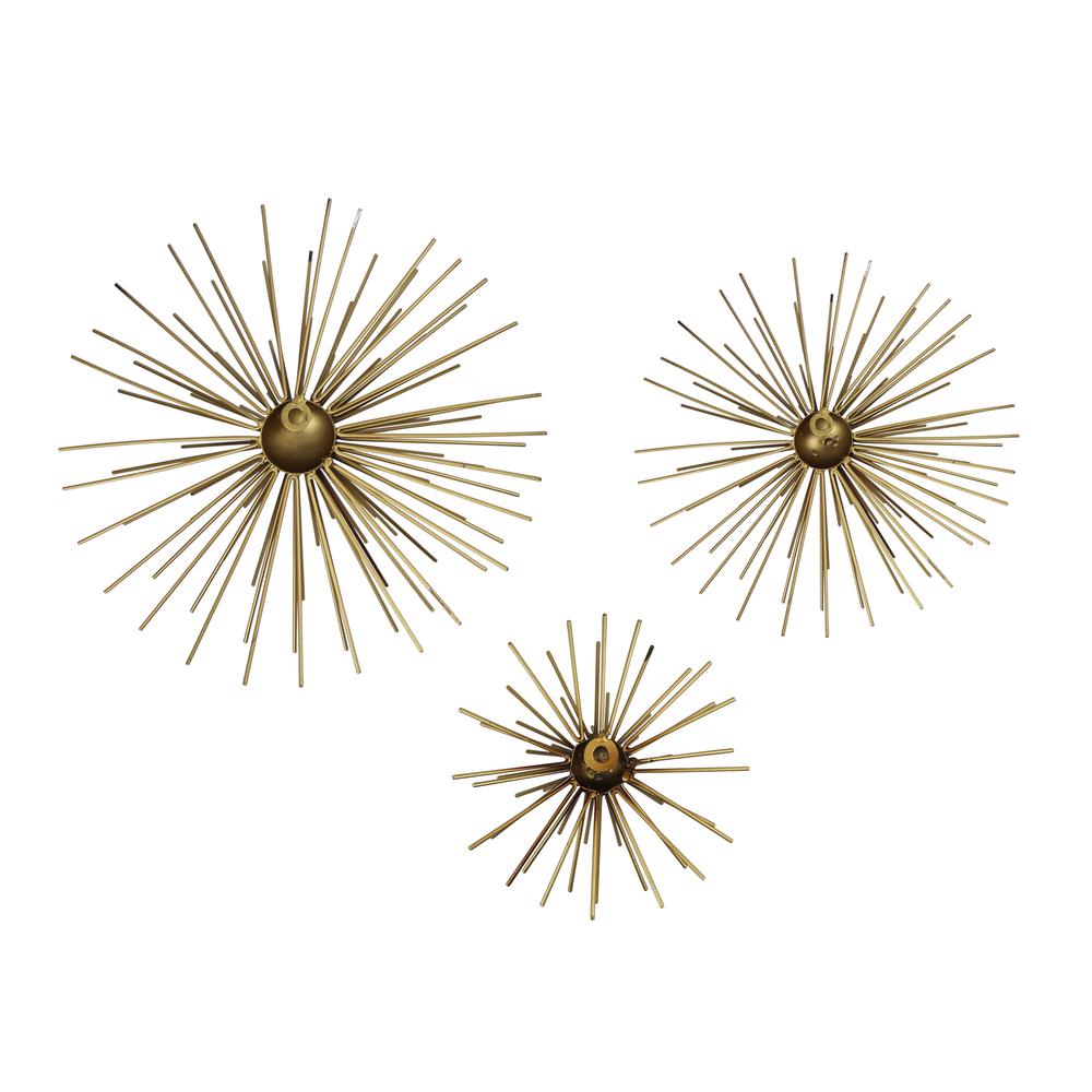 Set of 3 Starburst Black and Gold Metal Wall Art - 376620. Picture 5