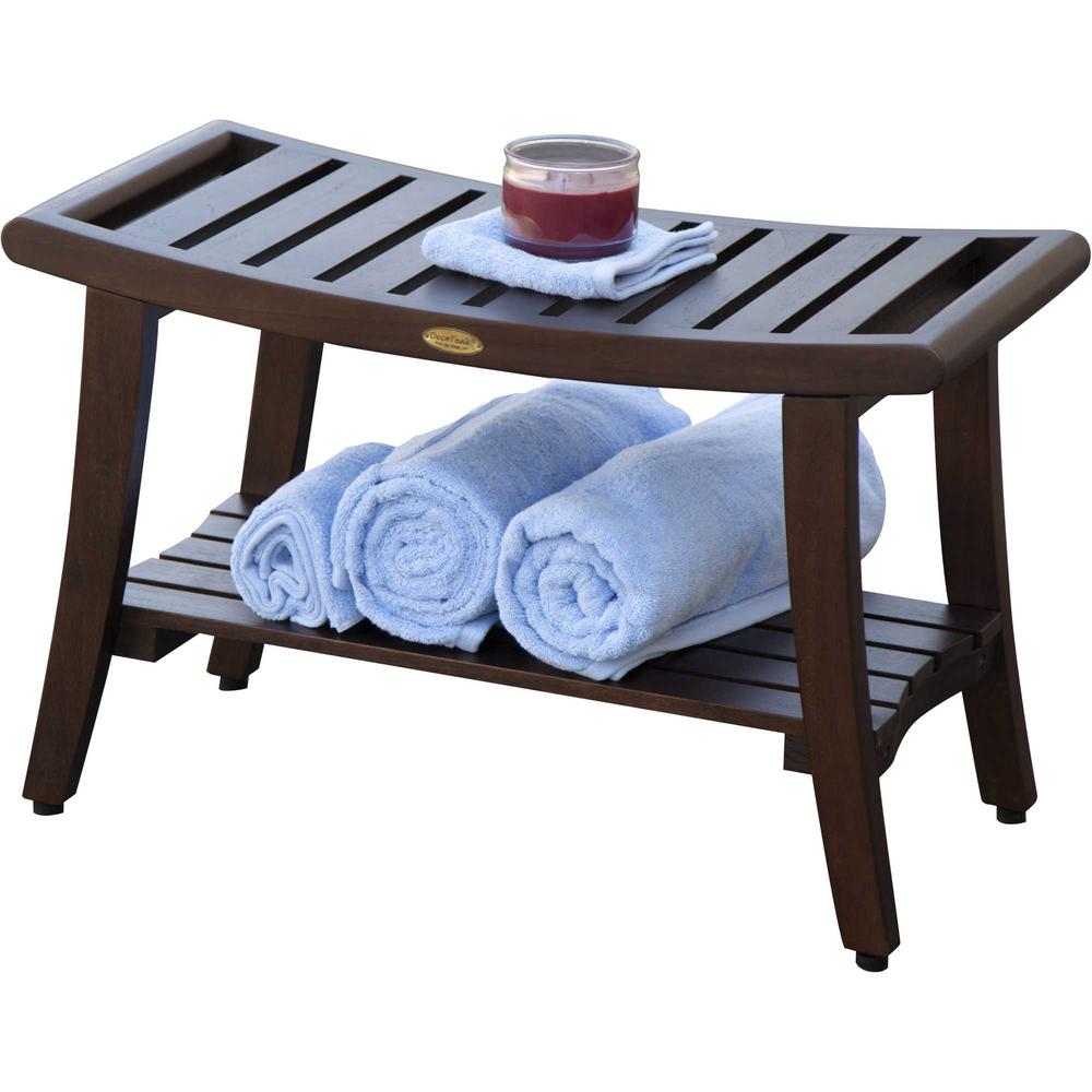 Contemporary Teak Shower Bench with Handles in Brown Finish - 376670. Picture 5