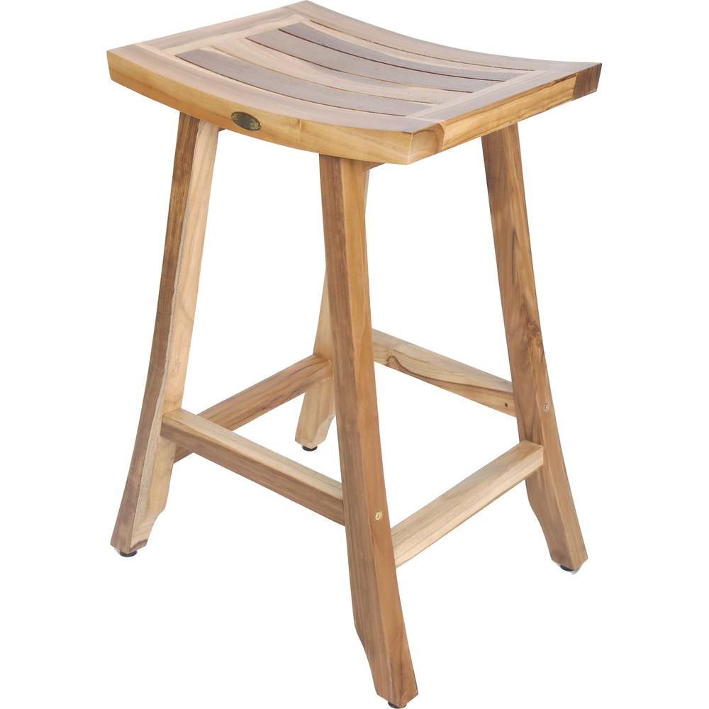 Compact Teak Counter Stool in Natural Finish - 376717. Picture 2