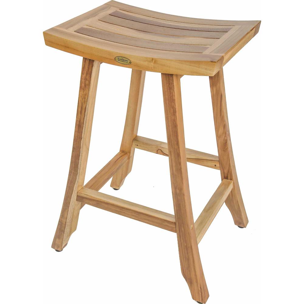 Compact Teak Counter Stool in Natural Finish - 376717. Picture 3