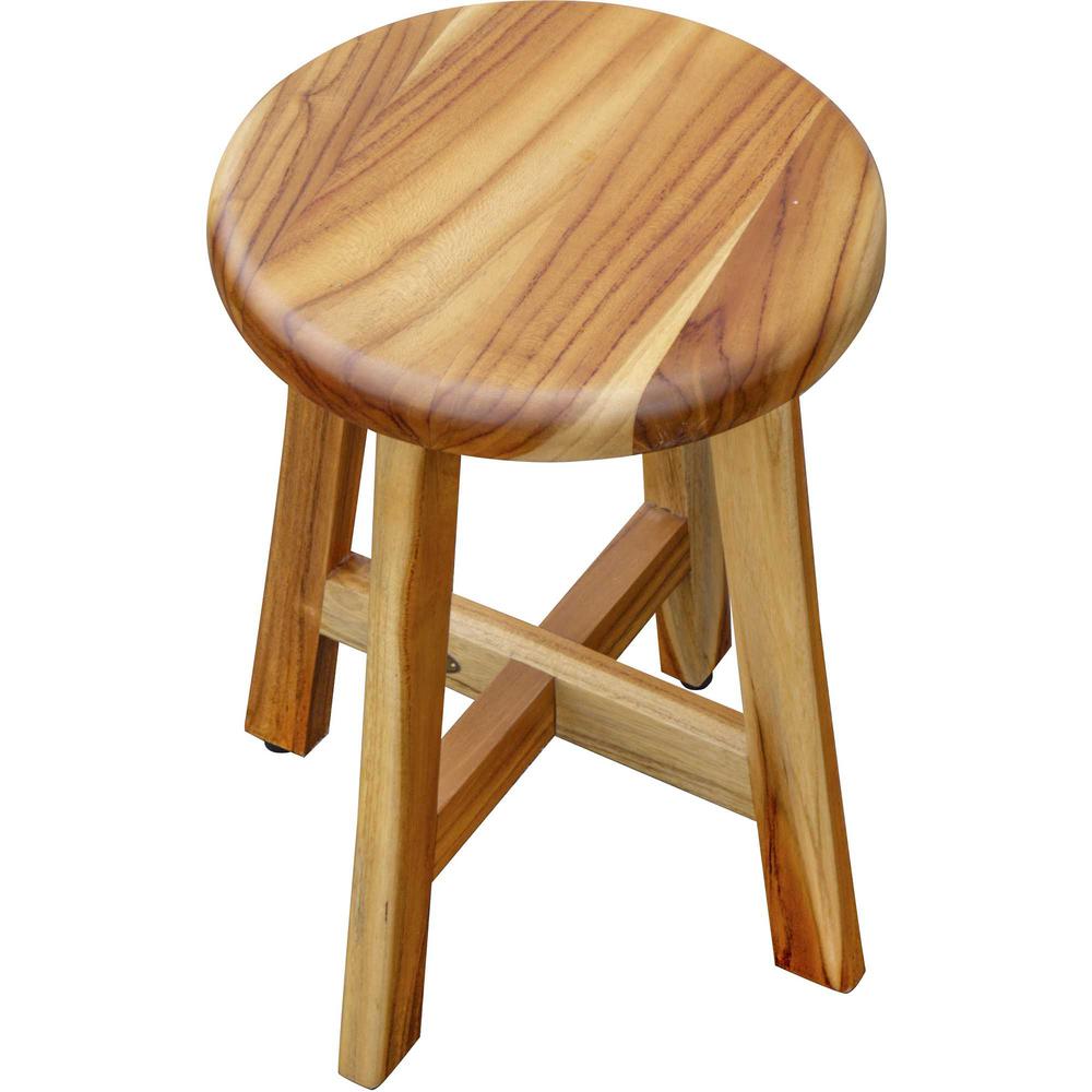 13" Round Compact Teak Chair in Natural Finish - 376718. Picture 3