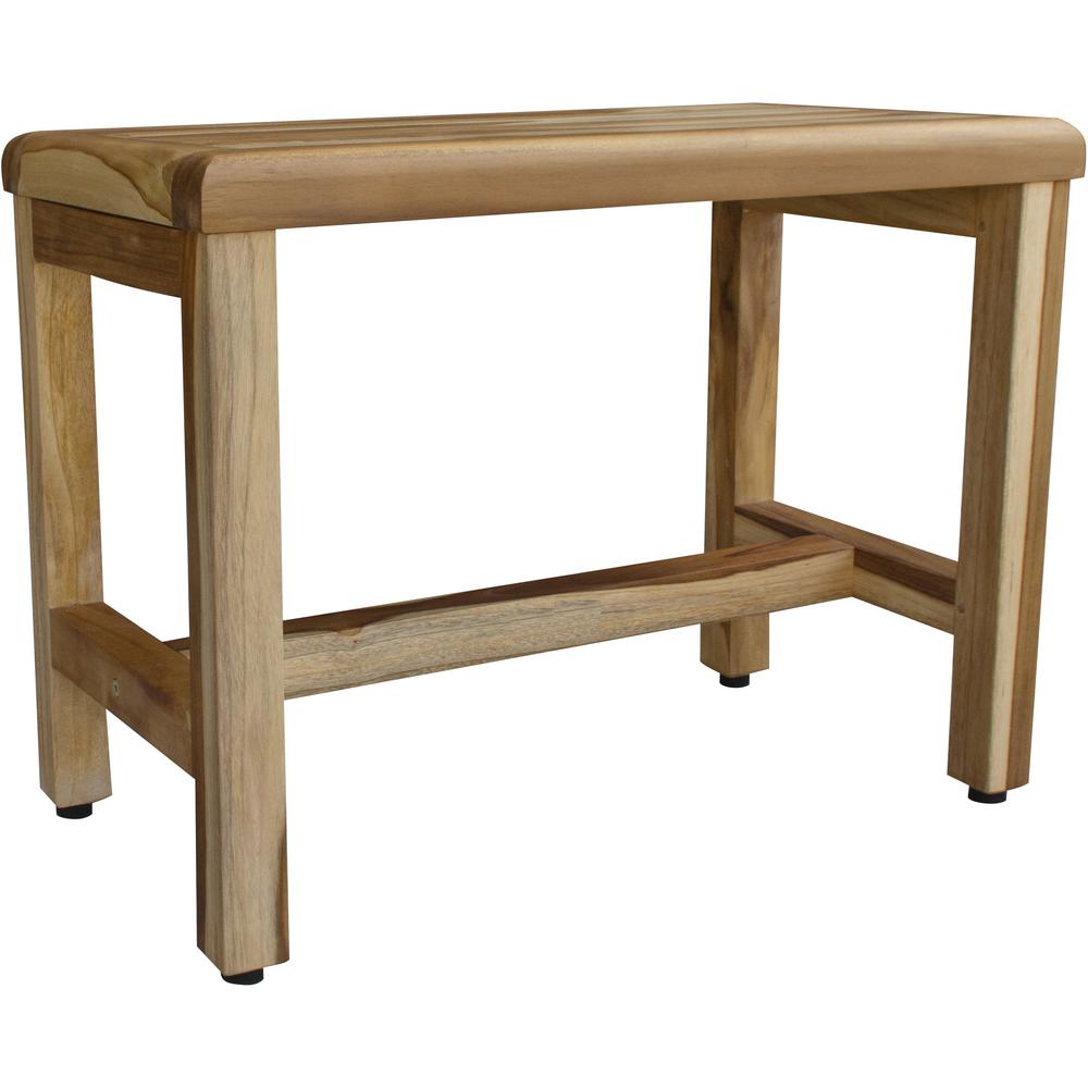 Compact Rectangular Teak Shower  Outdoor Bench with Shelf in Natural Finish - 376748. Picture 1