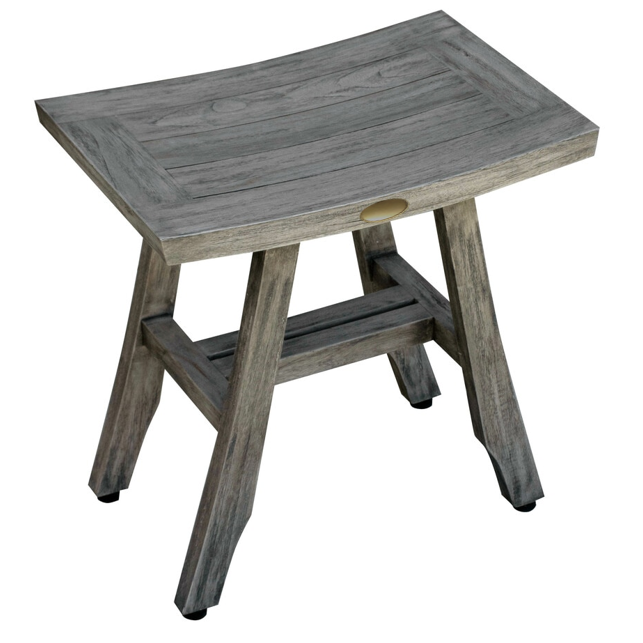 Compact Contemporary Teak Shower Stool in Gray Finish - 376758. Picture 2
