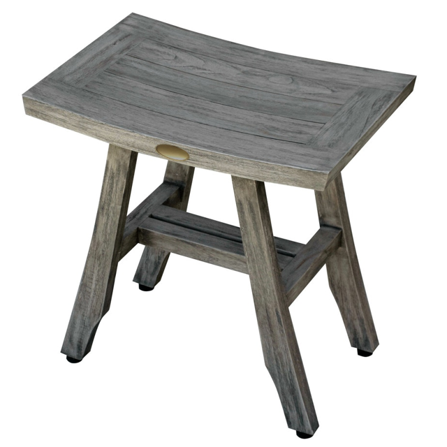 Compact Contemporary Teak Shower Stool in Gray Finish - 376758. Picture 3