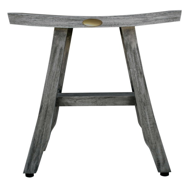 Compact Contemporary Teak Shower Stool in Gray Finish - 376758. Picture 4