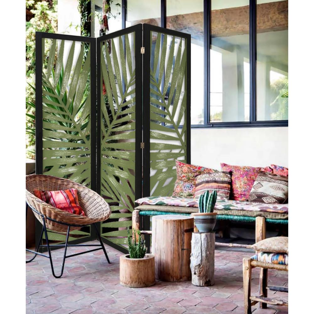 3 Panel Green Room Divider with Tropical leaf - 376793. Picture 2