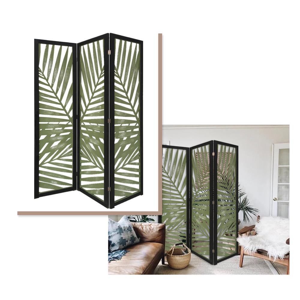 3 Panel Green Room Divider with Tropical leaf - 376793. Picture 3
