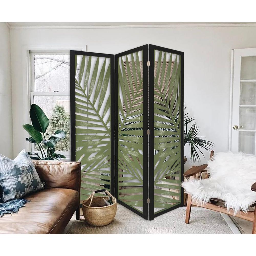 3 Panel Green Room Divider with Tropical leaf - 376793. Picture 4