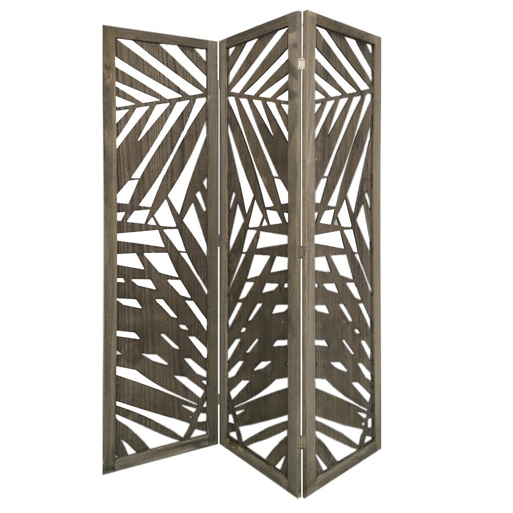 3 Panel Grey Room Divider with Tropical leaf - 376794. Picture 5