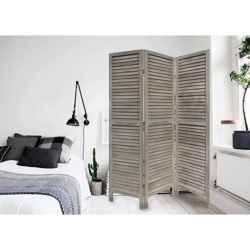 3 Panel Grey Shutter Screen Room Divider - 376804. Picture 4