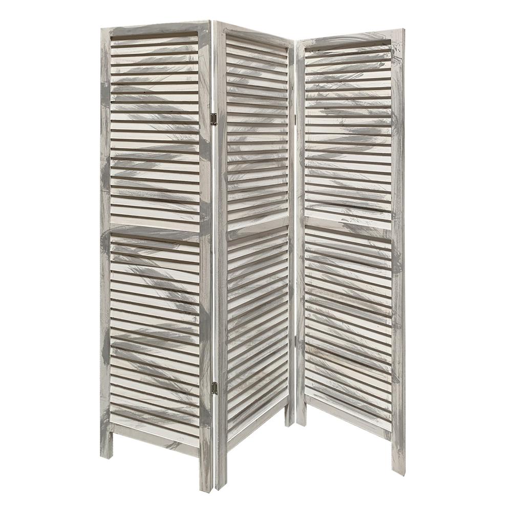 3 Panel Washed Grey Shutter Screen Room Divider - 376805. Picture 1
