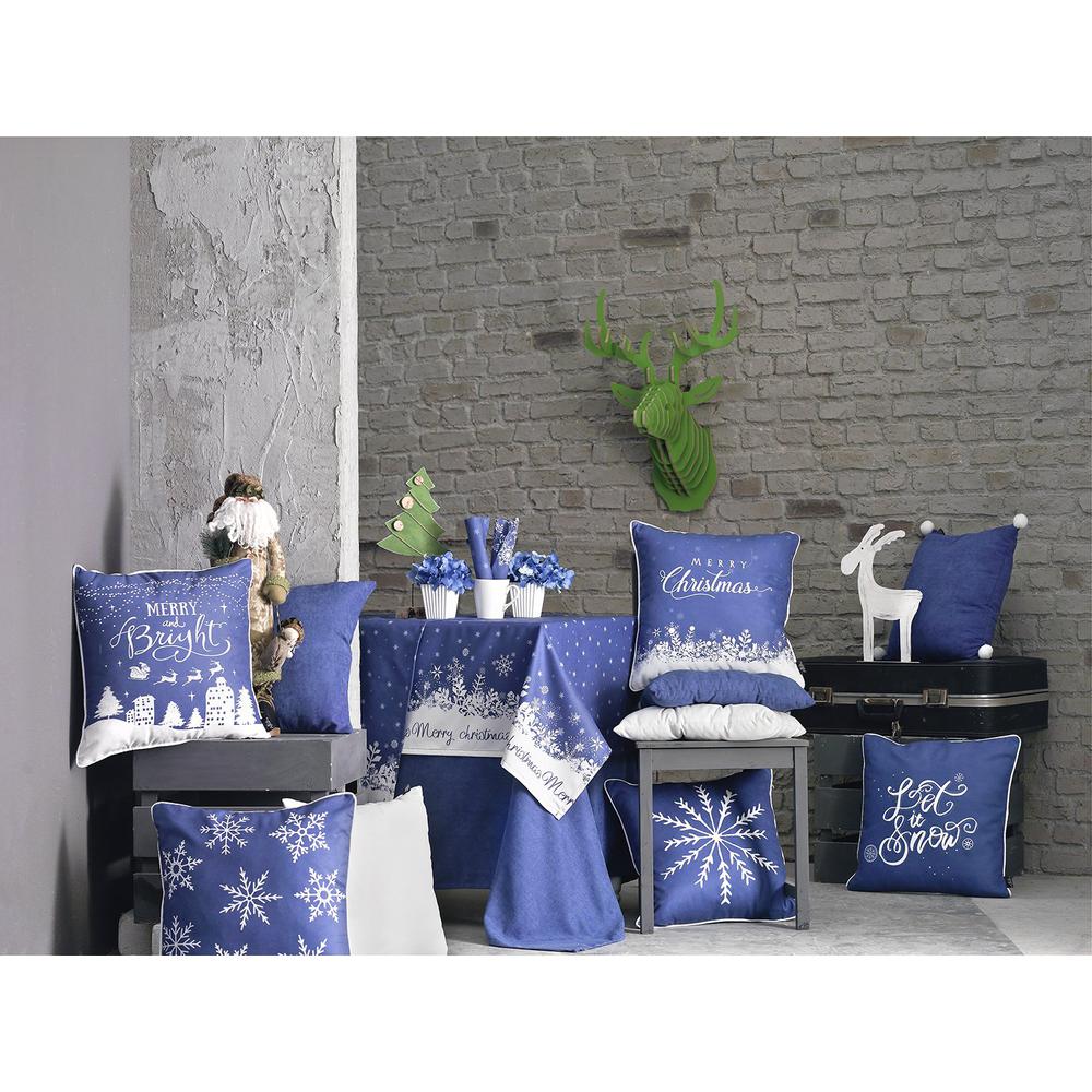 104" Merry Christmas Printed Rectangle Tablecloth in Blue - 376825. Picture 5