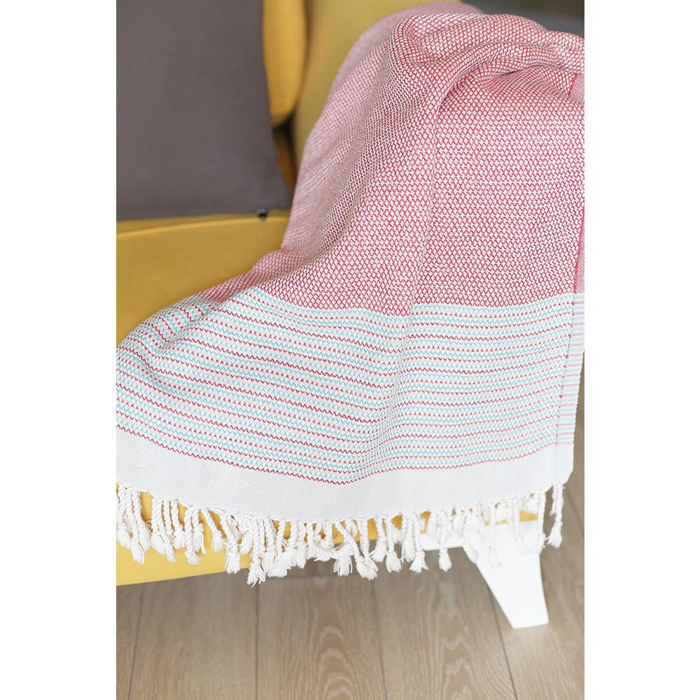 Red and White Checked Turkish Towel or Throw Blanket - 376836. Picture 2