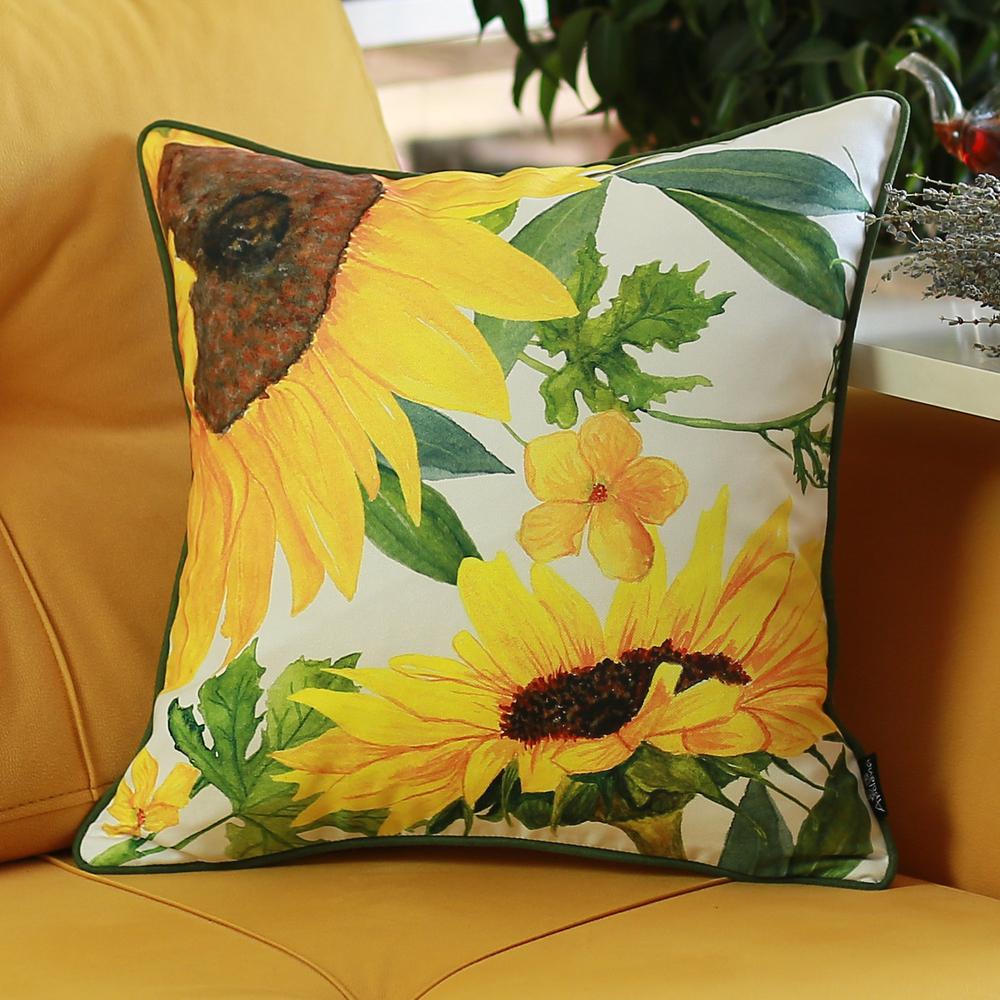 Set of 4 18" Sunflowers Throw Pillow Cover in Multicolor - 376852. Picture 2