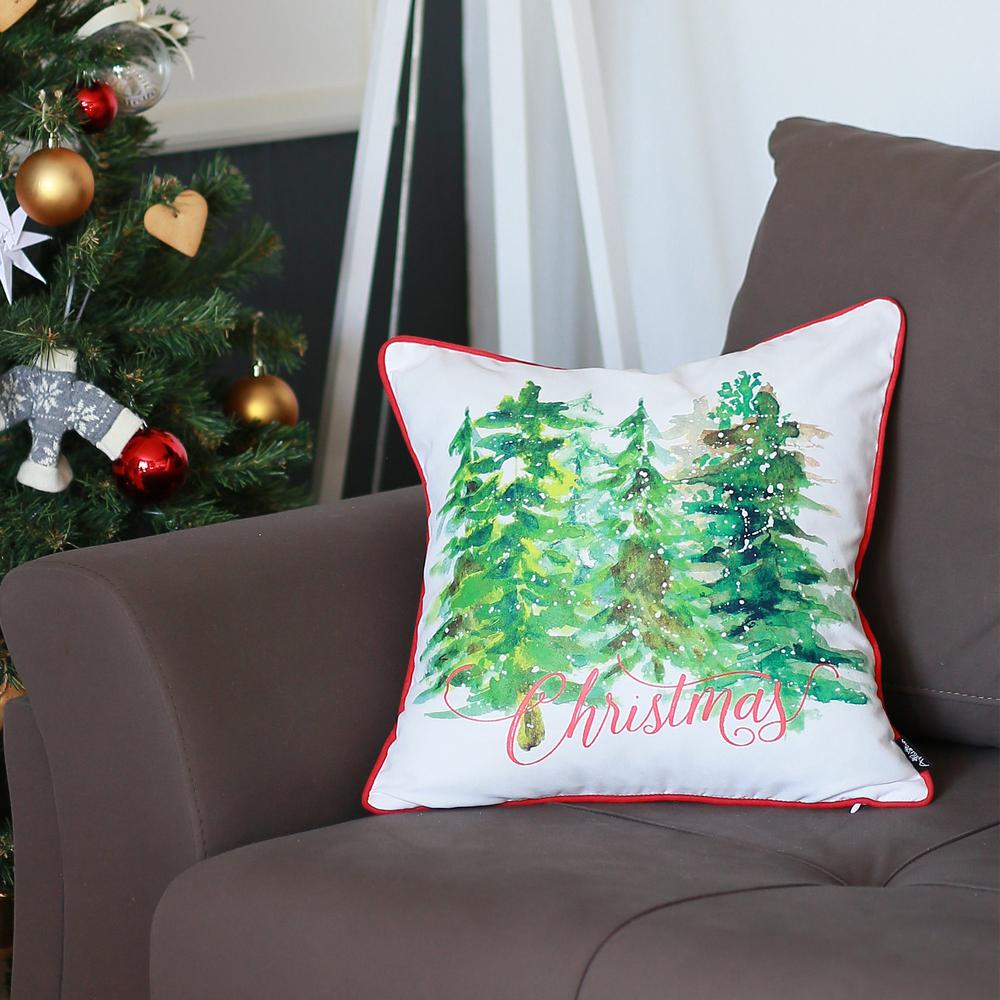 Set of 4 18" Christmas Trees Throw Pillow Cover in Multicolor - 376857. Picture 1