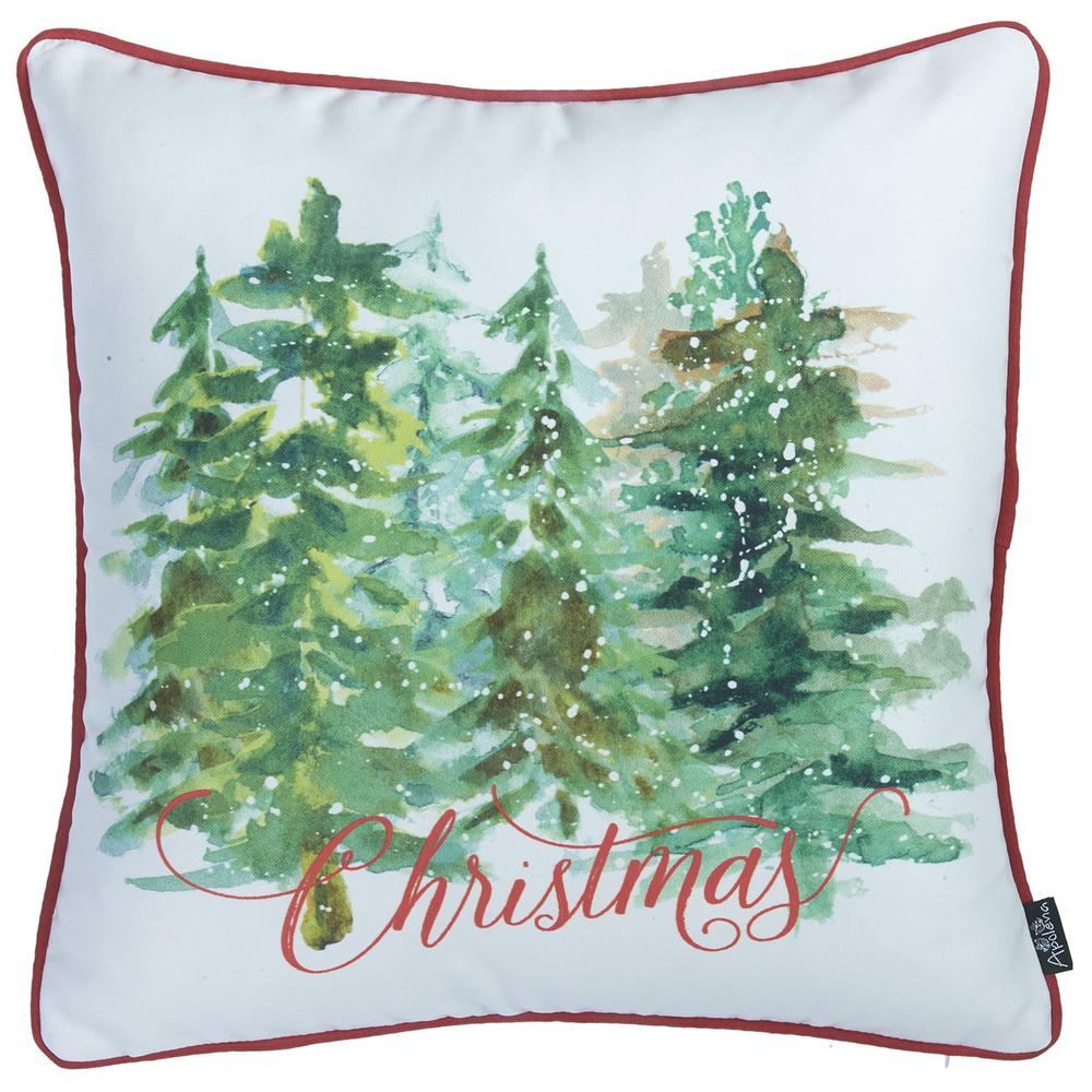 Set of 4 18" Christmas Trees Throw Pillow Cover in Multicolor - 376857. Picture 3